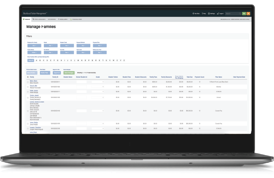 screenshot of Blackbaud Tuition Management